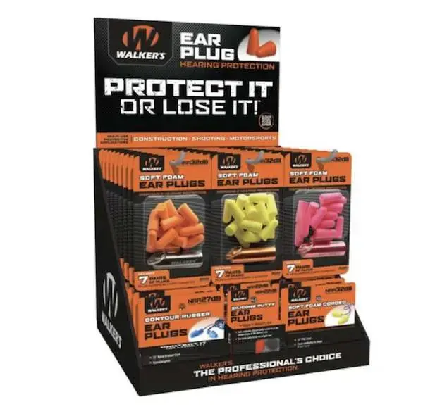 Walkers GWPPLUGDIS Foam Ear Plugs Counter Display 58 Pieces