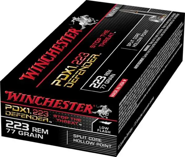 Winchester Ammo S223RPDB2 Defender 223 Rem 77 gr Split Core Jacketed Hollow Point 20 Round Box