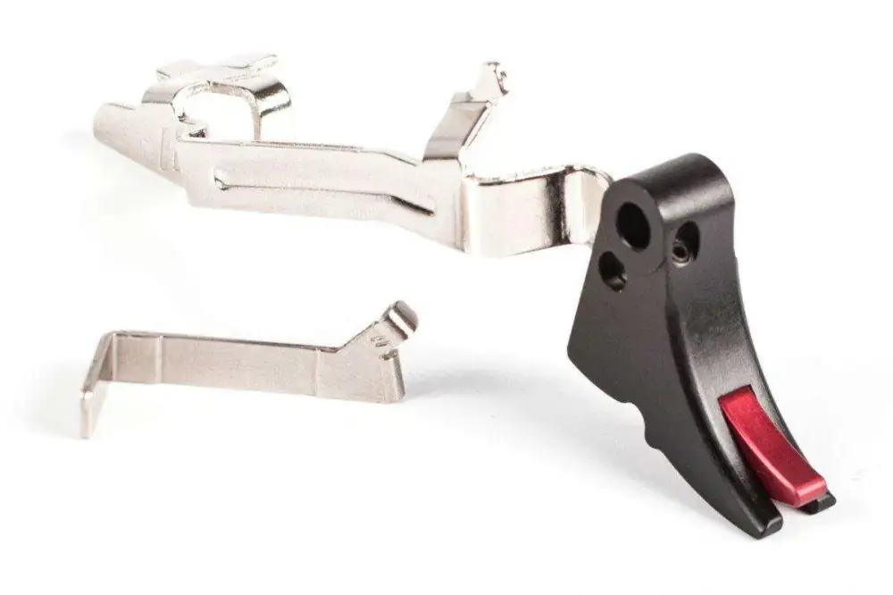 ZEV FULADJBARSMBR Fulcrum Adjustable Trigger BAR Kit with Red Safety Compatible with Glock 17-39 Gen 1-3 Curved