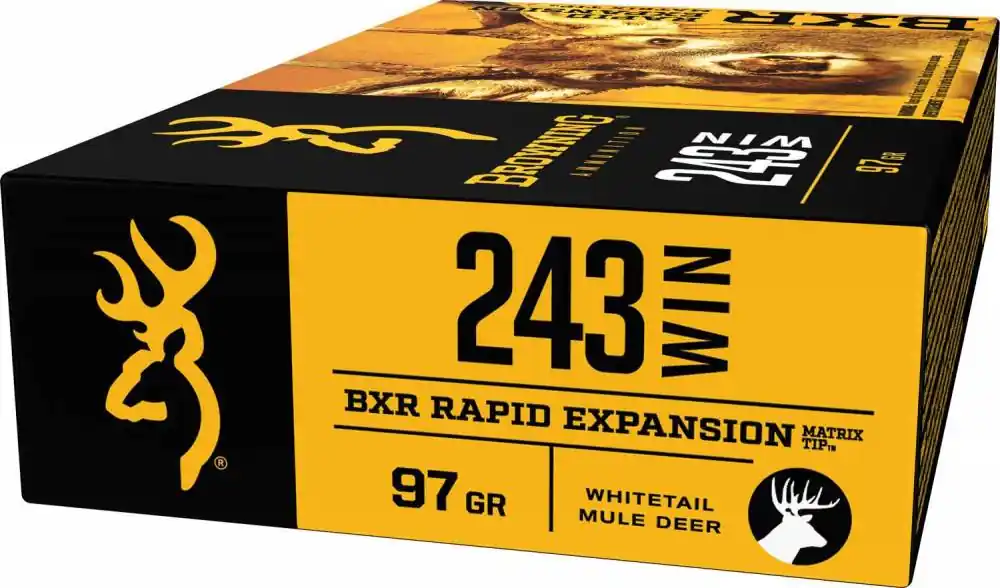 Browning Ammo B192102431 BXR 243 Win 97 gr Matrix Tip 20 Round Box