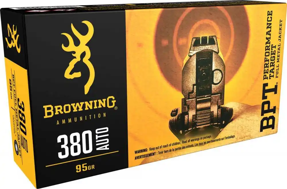 Browning Ammo B191803801 BPT 380 ACP 95 gr Full Metal Jacket (FMJ) 50 Round Box