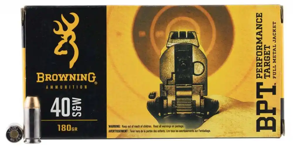 Browning Ammo B191800401 BPT 40 S&W 180 gr Full Metal Jacket (FMJ) 50 Round Box