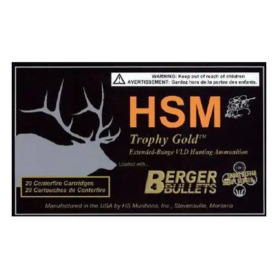 HSM 24387VLD Trophy Gold 243 Win 87 gr Match Very Low Drag 20 Round Box