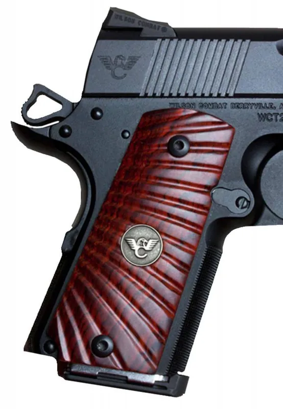 Wilson Combat 351MCP 1911 Grip Compact Wood Cocobolo Dark Reddish Brown