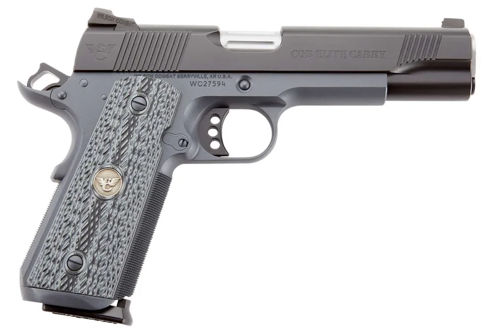 Wilson Combat CQBECFS9 1911 CQB Elite Carry 9mm Luger 5" 10+1 Gray Carbon Steel Black/Gray G10 Grip