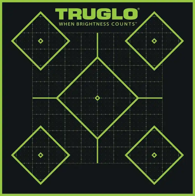 Truglo TG14A12 Tru-See Self-Adhesive Paper 12" x 12" 5-Diamond Black Target Paper w/Green Accents 12 Per Pack