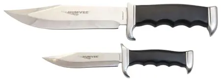 Humvee Accessories HMVBC02BK Bowie Knife Set Fixed Plain Polished Stainless Steel Black Pakawood Handle Fixed
