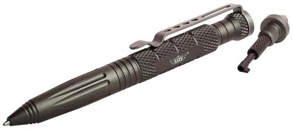 Uzi Accessories UZITACPEN6GM Tactical Pen Glassbreaker Tactical Pen Glassbreaker with Cuff Key Gun Metal