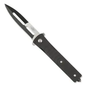 Uzi Accessories UZKFDR014 Tactical Folding Knife Mossad III 2.50" Straight Edge Plain G10 Black Handle Folding