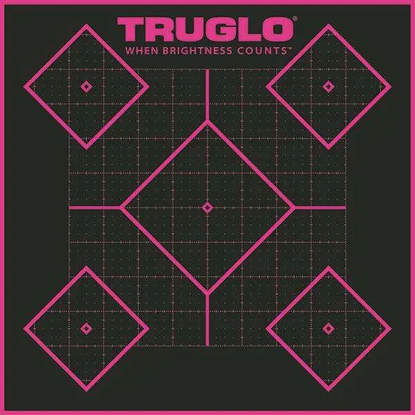 Truglo TG14P6 Tru-See Self-Adhesive Paper 12" x 12" 5-Diamond Black Target Paper w/Black Target & Pink Accents 6 Per Pack