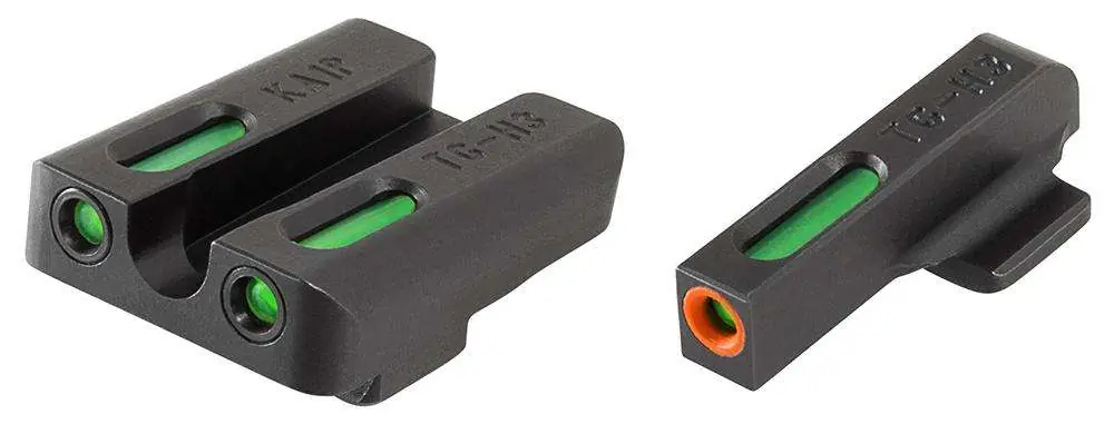 Truglo TG13KA1PC Brite-Site TFX Pro Day/Night Sights Kahr Pistols Tritium/Fiber Optic Green w/Orange Outline Front U-Notch Green Rear Black