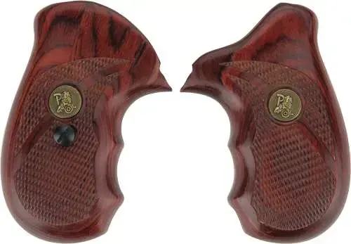 Pachmayr 63000 Renegade Laminate Revolver Grip Panels S&W J Frame Round Butt Checkered Wood Laminate Rosewood