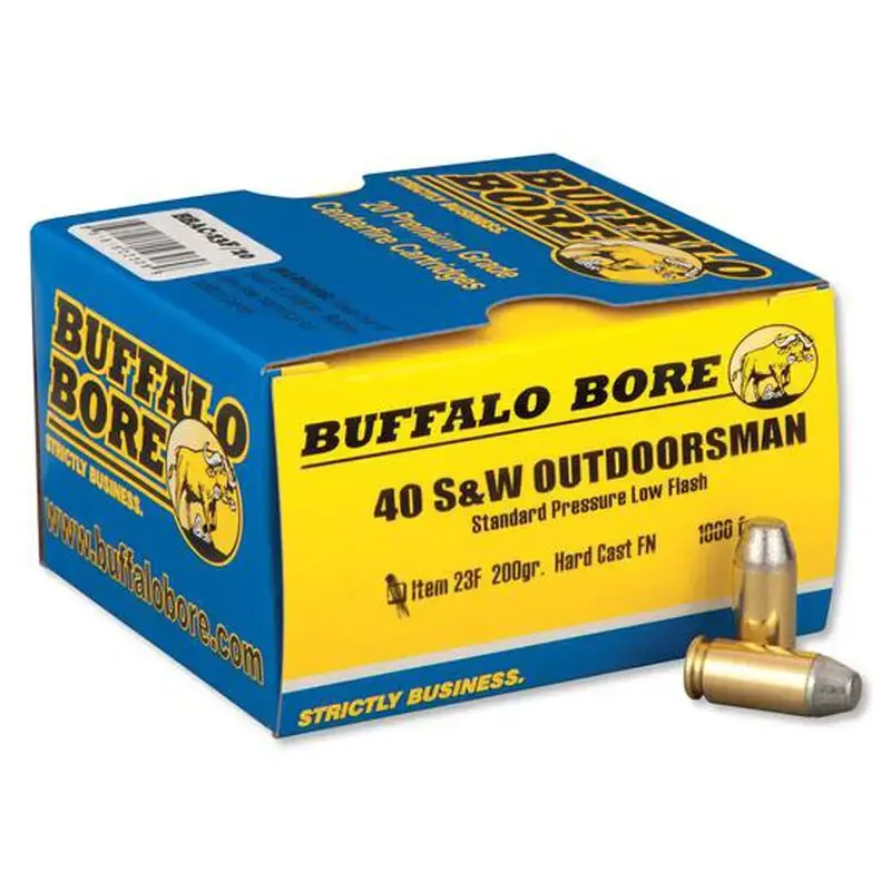 Buffalo Bore Ammunition 23F/20 Outdoorsman 40 S&W 200 gr Hard Cast Flat Nose (HCFN) 20 Round Box