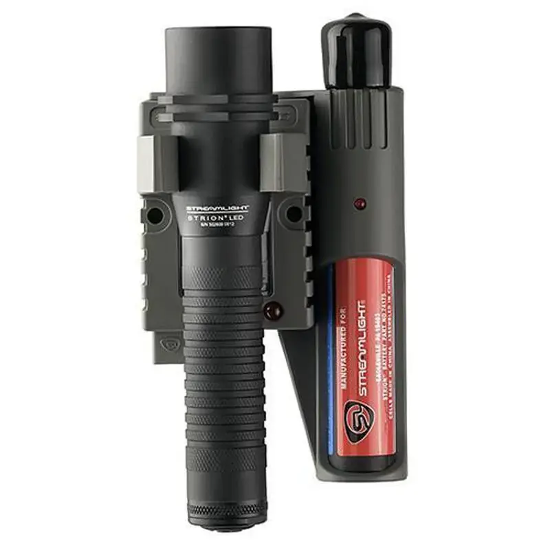 Streamlight 74353 Strion 375/175/80 Lumens C4 LED Aluminum Black Lithium Ion with 120V AC/12V DC Smart Charger & PiggyBack Holder