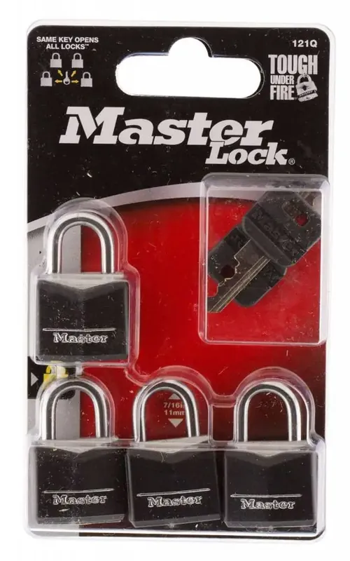 Master Lock 121Q Padlock Keyed Alike Black 4 Per Pack