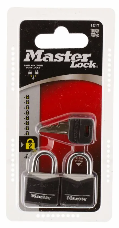 Master Lock 121T Padlock Keyed Black 2 Per Pack