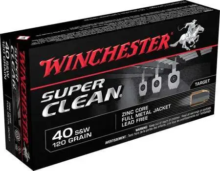 Winchester Ammo W40SWLF Super Clean 40 S&W 120 gr Full Metal Jacket (FMJ) 50 Round Box