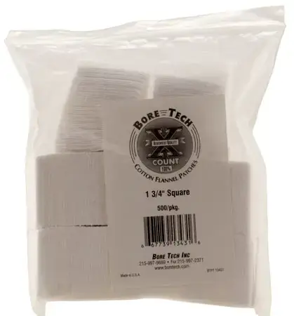 Bore Tech BTPT134S50 X-Count Square Patches Cotton 500 Per Pack 1.75"