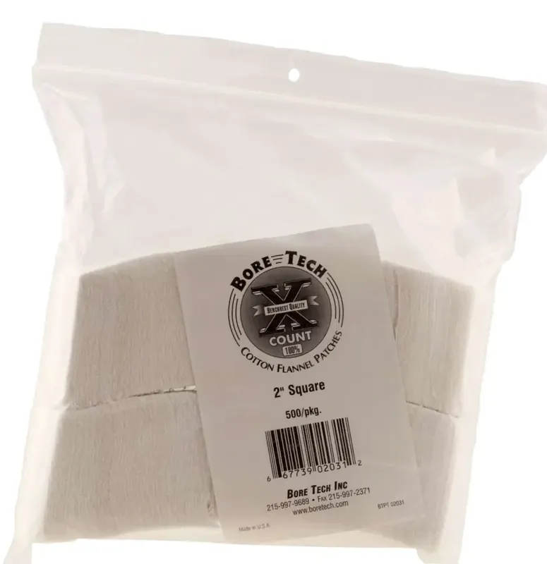 Bore Tech BTPT2S500 X-Count Square Patches Cotton 500 Per Pack 2"