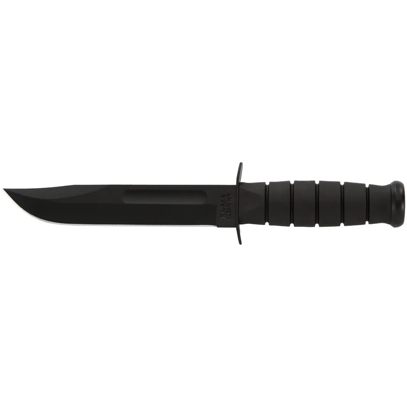 Ka-Bar 1211 Fighting/Utility 7" Clip Point Plain Black 1095 Cro-Van Kraton G Black Handle Fixed