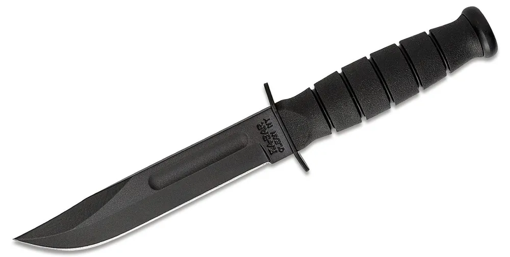 Ka-Bar 1256 Short Fight/Utility 5.25" Clip Point Plain 1095 Cro-Van Kraton G Black Handle Fixed