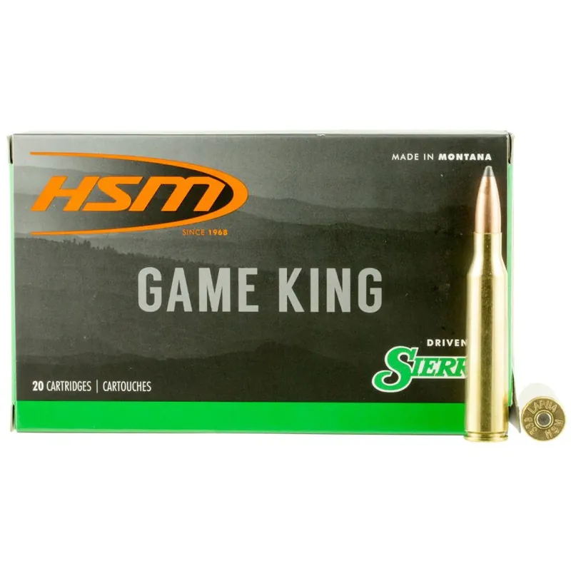 HSM 338LAP14N Game King 338 Lapua Mag 215 gr Spitzer Boat Tail (SBT) 20 Round Box