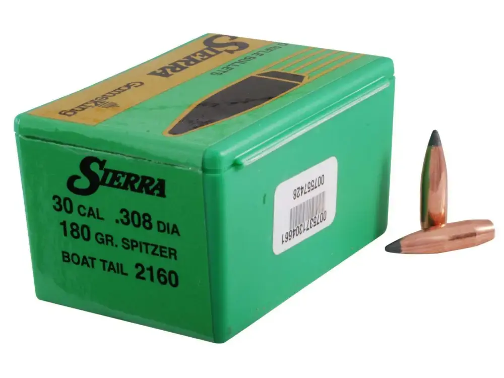 Sierra 2160 GameKing 30 Cal .308 180 gr Spitzer Boat Tail (SBT) 100 Per Box