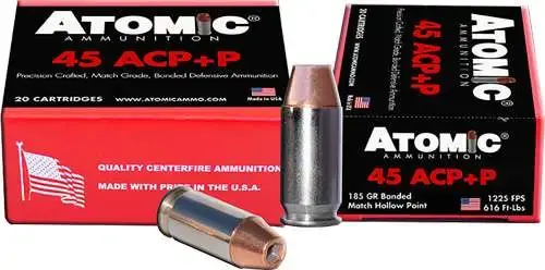 Atomic 00458 Pistol 45 ACP +P 185 gr Bonded Match Hollow Point 20 Round Box