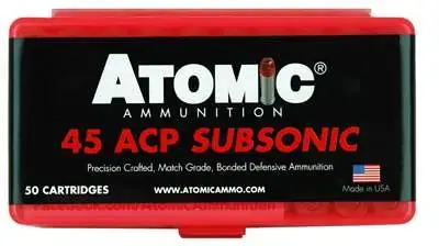 Atomic 00439 Pistol Subsonic 45 ACP Subsonic 250 gr Bonded Match Hollow Point 50 Round Box