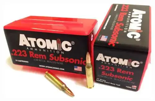 Atomic 00429 Rifle Subsonic 223 Rem 77 gr Hollow Point Boat Tail (HPBT) 50 Round Box