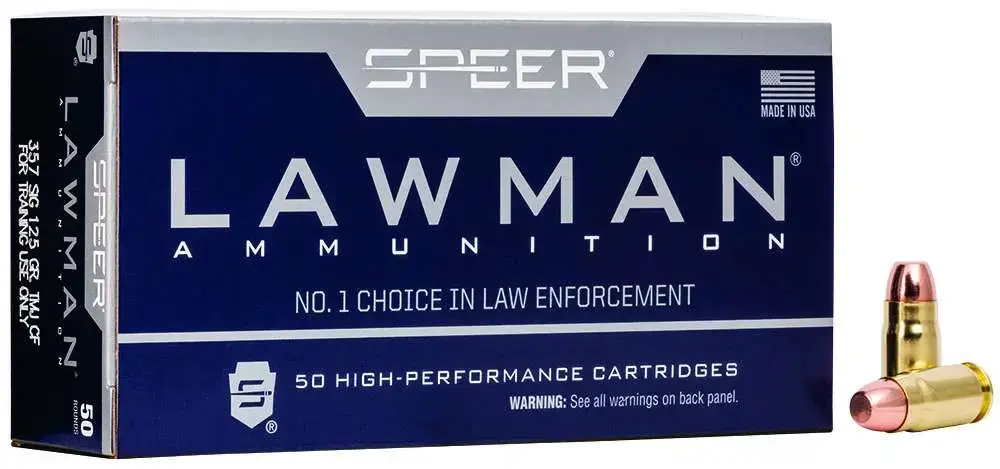 Speer Ammo 54232 Lawman Clean Fire 357 Sig 125 gr Total Metal Jacket (TMJ) 50 Round Box