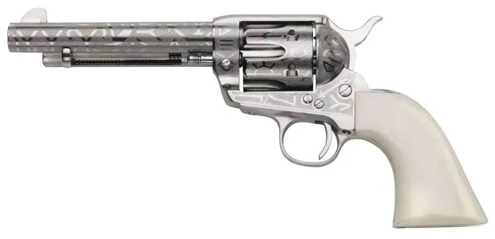 Taylors and Company OG1406 1873 Cattle Brand 45 Colt (LC) 6 Round 5.50" Nickel Engraved Nickel Engraved Ivory, Stag Grip