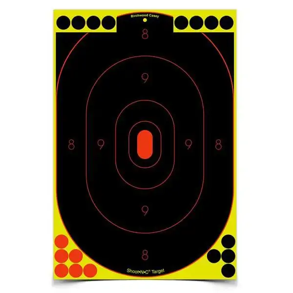 Birchwood Casey 34617 Shoot-N-C Self-Adhesive Paper 12" x 18" Silhouette Yellow Target Paper w/Black Target & Red Accents 12 Per Pack