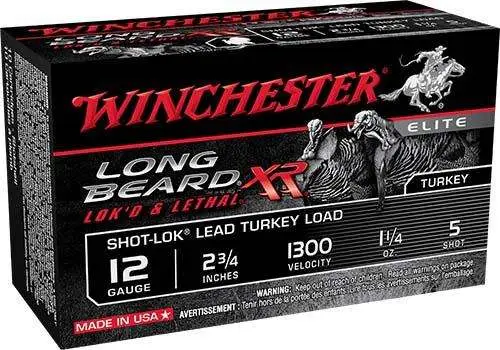 Winchester Ammo STLB125 Long Beard XR Shot-Lok 12 Gauge 2.75 1 1/4 oz 5 Shot 10 Round Box