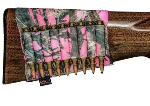 Grovtec US Inc GTAC74 Buttstock Cartridge Holder Rifle 9 Rounds TrueTimber Pink Nylon w/Elastic Loops