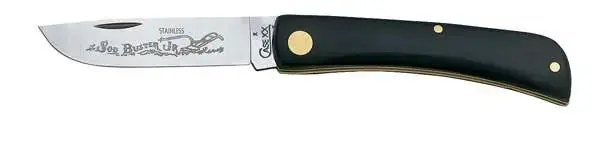 Case 00095 Sod Buster Jr. 2.80" Folding Skinner Plain Etched As-Ground Stainless Steel Blade Black Synthetic Handle