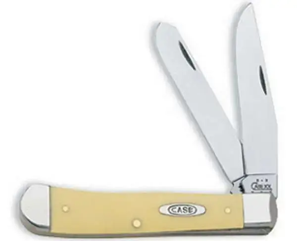 Case 00161 Trapper Yellow CV 3.25"/3.27" Clip Point/Spey Plain Chrome Vanadium Steel Synthetic Yellow Handle Folding