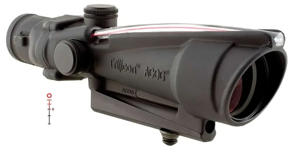 Trijicon 100136 ACOG 3.5x 35mm Obj 28.90 ft @ 100 yds FOV Matte Black Finish Dual Illuminated Red Donut 223 BAC