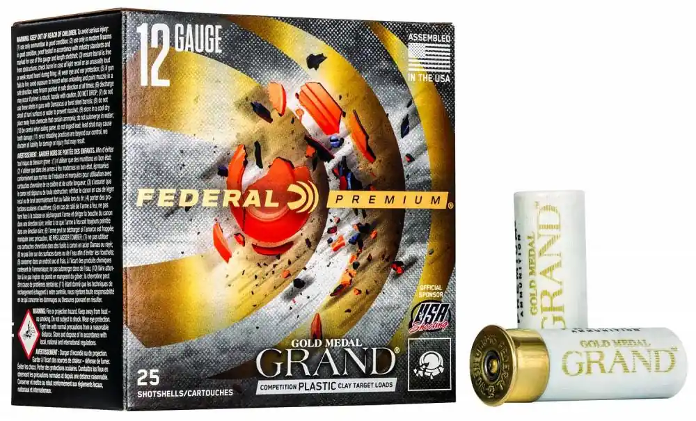 Federal GMT17875 Premium Gold Medal Grand Plastic 12 Gauge 2.75 1 1/8 oz 7.5 Shot 25 Round Box