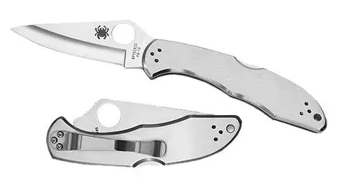 Spyderco C11P Delica II 2.88" VG-10 Stainless Steel Clip Point Stainless Handle Folding