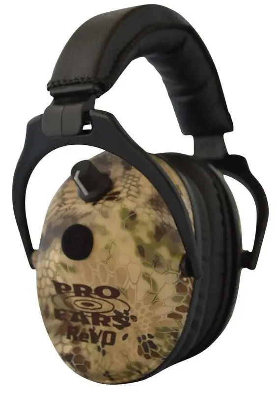 Pro Ears ER300HI Revo Electronic Ear Muff Polymer 25 dB Over the Head Kryptek Highlander Ear Cups w/Black Band & Logo