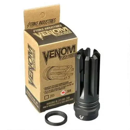 Strike VENOMFH308 Venom Flash Hider 308 Win,7.62x51mm NATO 5/8"-24 tpi 2.16" Black Steel