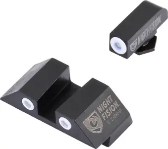 Night Fision GLK001003WGW Night Sight Set Square fits Glock 17, 17L, 19, 22-28, 31-35, 37-39 Green Tritium w/White Outline Black
