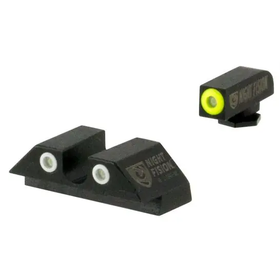 Night Fision GLK001007YGW Night Sight Set Square Front/U-Notch Rear fits Glock 17, 17L, 19, 22-28, 31-35, 37-39 Square Front/U-Notch Rear Green w/Yellow Outline Green w/White Outline Black