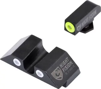 Night Fision GLK002007YGW Night Sight Set Square Front/U-Notch Rear fits Glock 2021,29-32,36,40-41 Square Front/U-Notch Rear Green Tritium w/Yellow Outline Green w/White Outline Black
