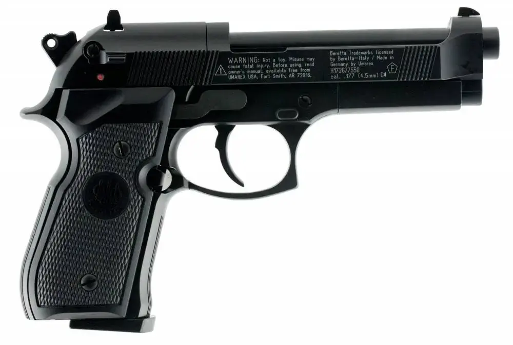 Beretta Air Pistol 2253000 Beretta M92 FS CO2 177 Pellet 8rd Black Frame Black Polymer Grip