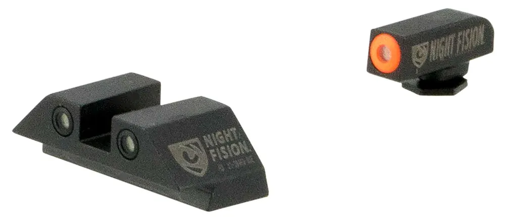 Night Fision GLK003003OGW Night Sight Set Square fits Glock 42, 43 Square Green w/Orange Outline Green w/White Outline Black
