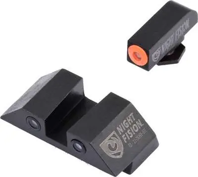 Night Fision GLK003003OGZ Night Sight Set Square fits Glock 42, 43 Square Green w/Orange Outline Green Black