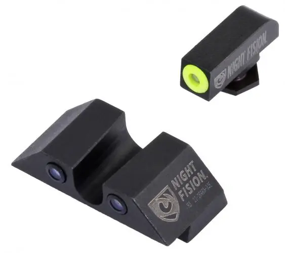 Night Fision GLK003007WGW Night Sight Set Square Front/U-Notch Rear fits Glock 42, 43 Green Tritium w/White Outline Front Green w/White Outline Rear Black