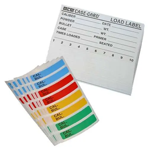 MTM LL1 Reloading Labels 50Pk & 48 Sm Color Coded Labels 4"x2-1/8"